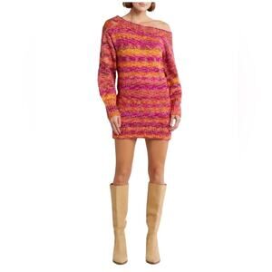 Ramy Brook Darla Space Dye One-Shoulder Sweater Dress - Small